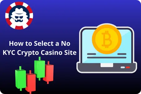 How to Select a No KYC Crypto Casino Site – laptop with Bitcoin and candlestick chart